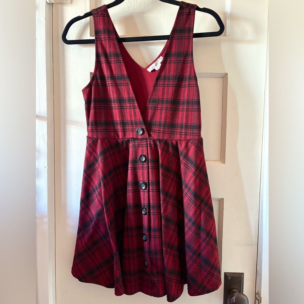 Knitworks Red and Black Plaid Kids Dress
